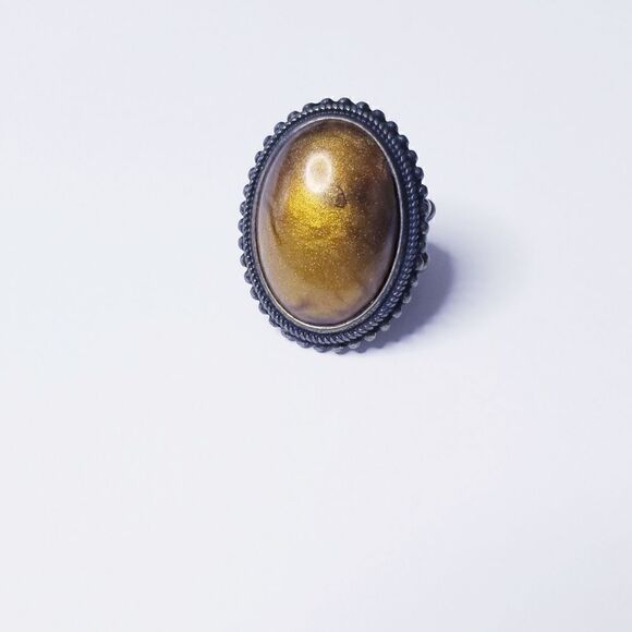 Vintage Tiger's eye Large oval stretch ring - Picture 1 of 11